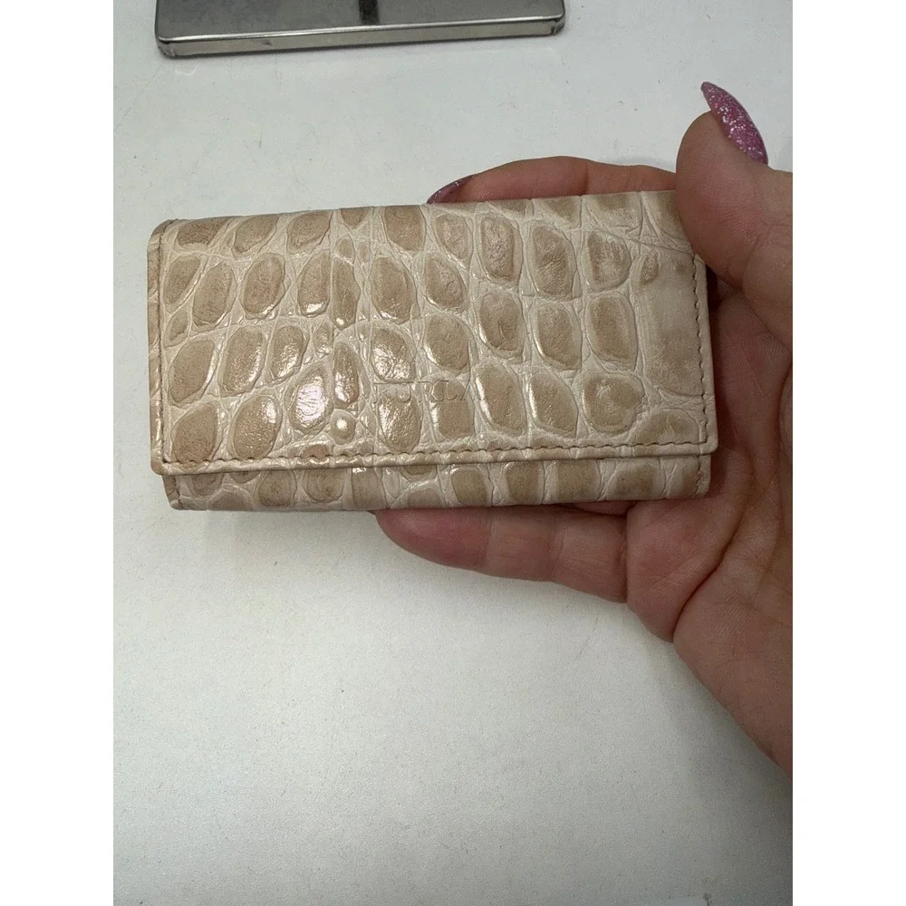 Furla Beige Crocodile Embossed Leather 6 Hook Key Case Wallet Made in Italy